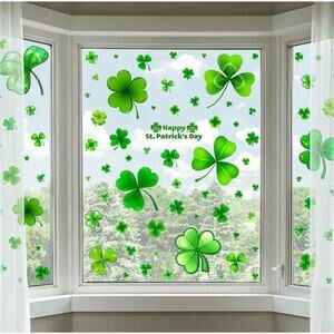 St. Patrick’s Day Shamrock Window Clings – 150 PCS Holiday Window Decals